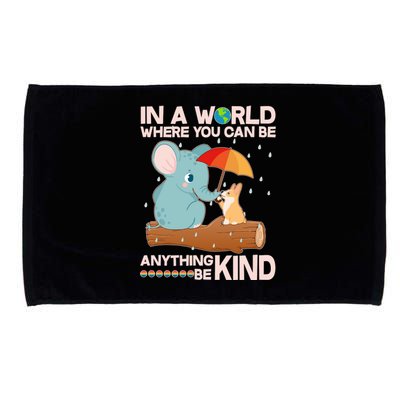 Cute Elephant And Corgi Be Kind Microfiber Hand Towel