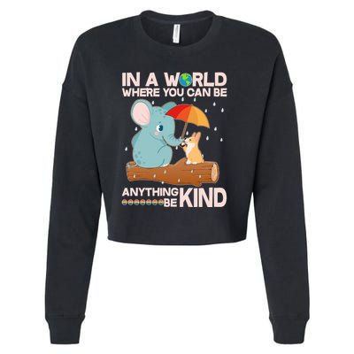 Cute Elephant And Corgi Be Kind Cropped Pullover Crew