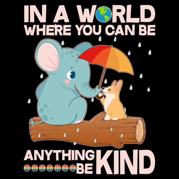 Cute Elephant And Corgi Be Kind Cropped Pullover Crew