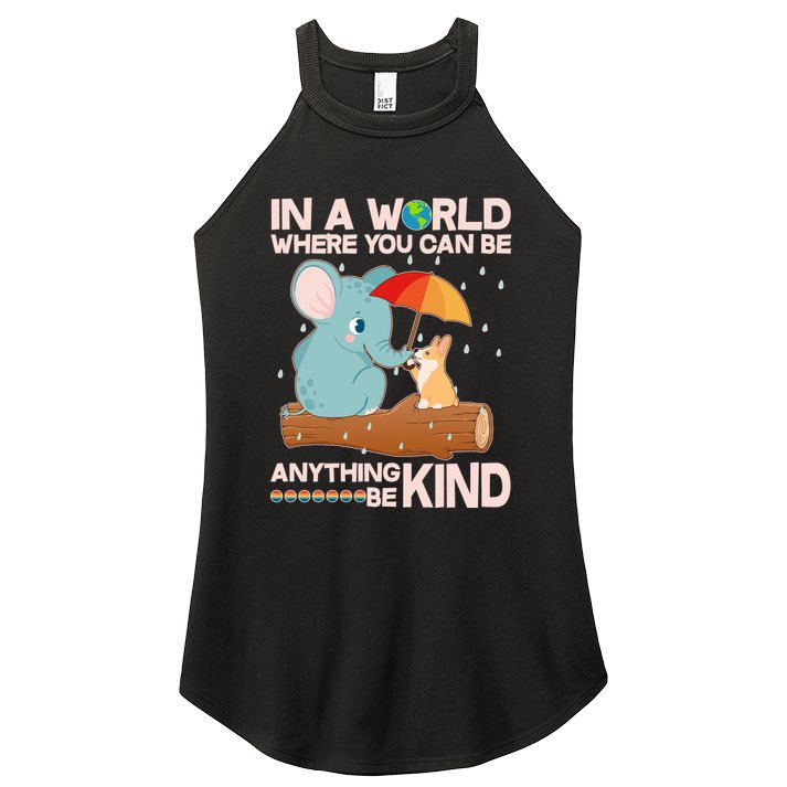 Cute Elephant And Corgi Be Kind Women's Perfect Tri Rocker Tank
