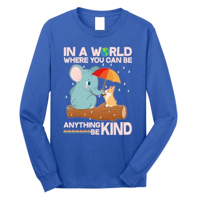 Cute Elephant And Corgi Be Kind Long Sleeve Shirt