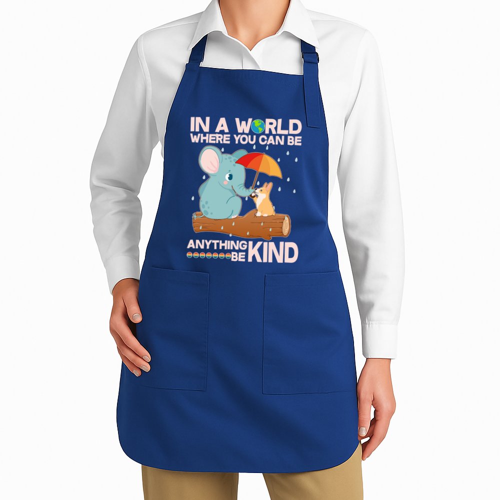Cute Elephant And Corgi Be Kind Apron