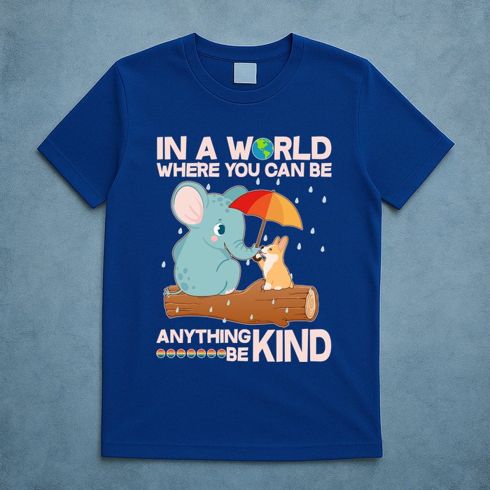 Cute Elephant And Corgi Be Kind T-Shirt