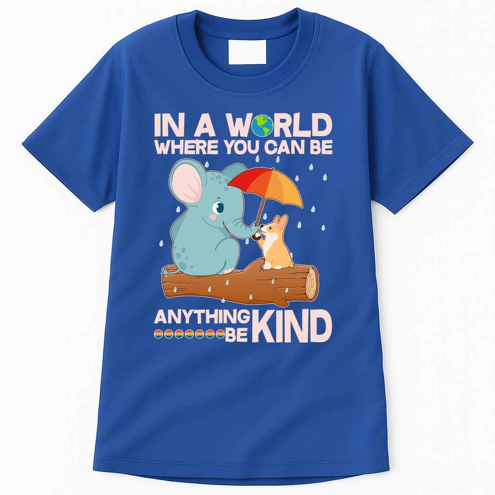 Cute Elephant And Corgi Be Kind Tall T-Shirt