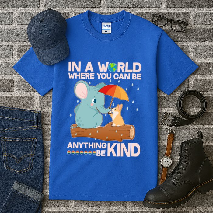 Cute Elephant And Corgi Be Kind Tall T-Shirt