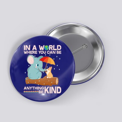 Cute Elephant And Corgi Be Kind Button