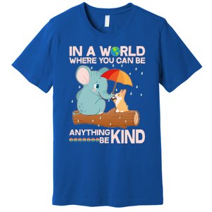 Cute Elephant And Corgi Be Kind Premium T-Shirt