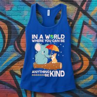 Cute Elephant And Corgi Be Kind Womens Tank Top