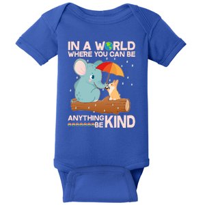 Cute Elephant And Corgi Be Kind Baby Bodysuit