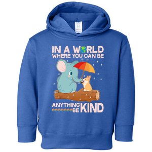 Cute Elephant And Corgi Be Kind Toddler Hoodie