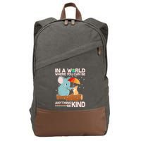 Cute Elephant And Corgi Be Kind Cotton Canvas Backpack