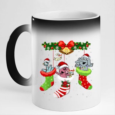 Cute Elephant And Piggie Christmas 11oz Black Color Changing Mug