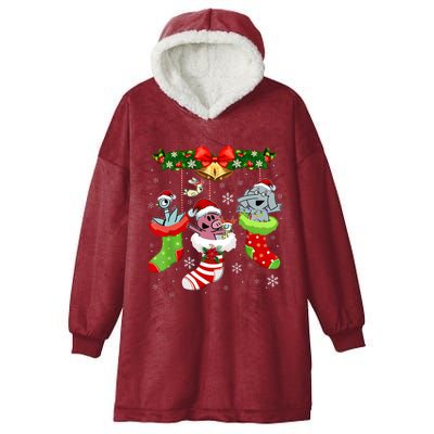 Cute Elephant And Piggie Christmas Hooded Wearable Blanket