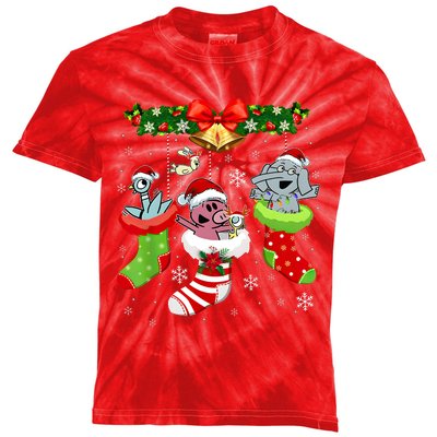 Cute Elephant And Piggie Christmas Kids Tie-Dye T-Shirt