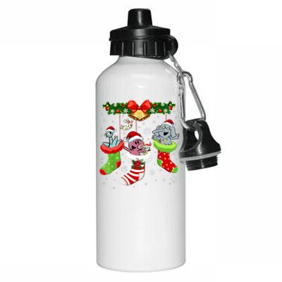 Cute Elephant And Piggie Christmas Aluminum Water Bottle 