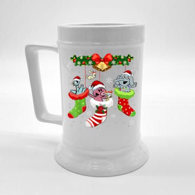 Cute Elephant And Piggie Christmas Beer Stein