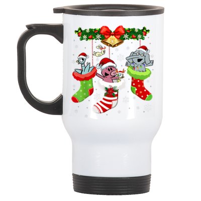 Cute Elephant And Piggie Christmas Stainless Steel Travel Mug