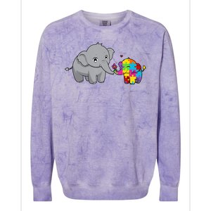 Cute Elephant Autism Awareness Colorblast Crewneck Sweatshirt