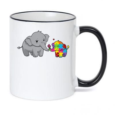 Cute Elephant Autism Awareness 11oz Black Color Changing Mug