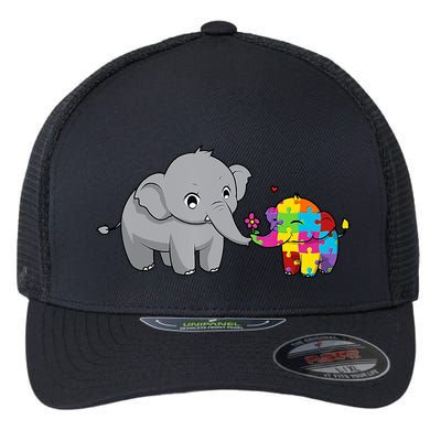 Cute Elephant Autism Awareness Flexfit Unipanel Trucker Cap