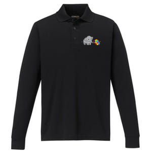 Cute Elephant Autism Awareness Performance Long Sleeve Polo