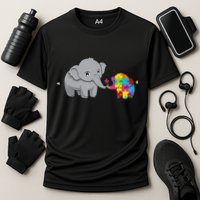 Cute Elephant Autism Awareness Cooling Performance Crew T-Shirt