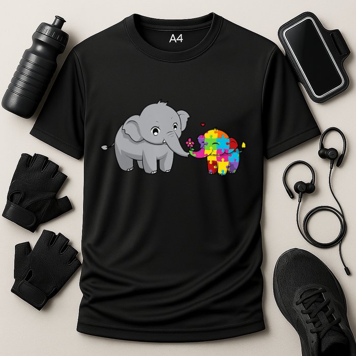 Cute Elephant Autism Awareness Cooling Performance Crew T-Shirt