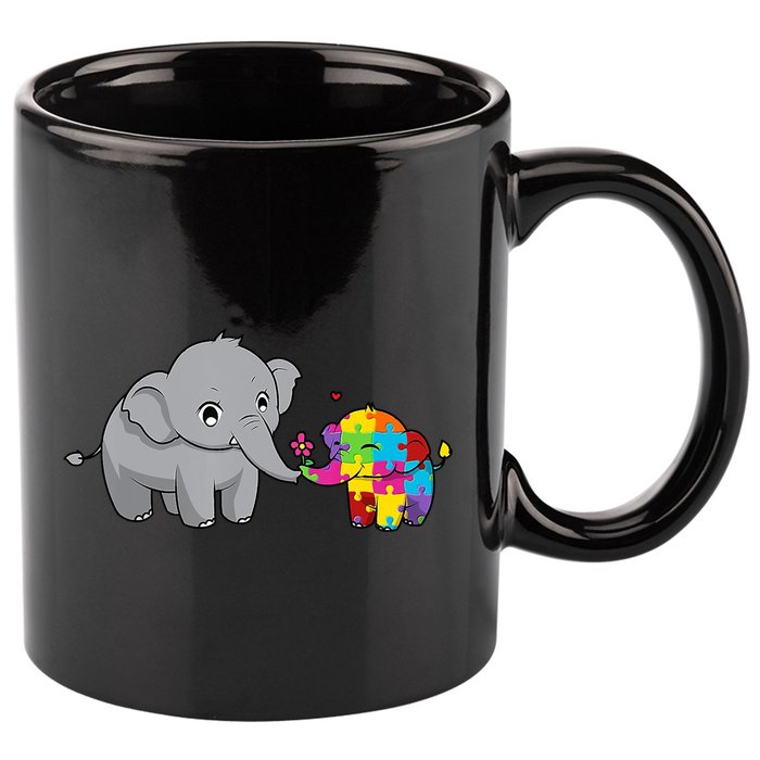 Cute Elephant Autism Awareness 11oz C Handle Ceramic Mug