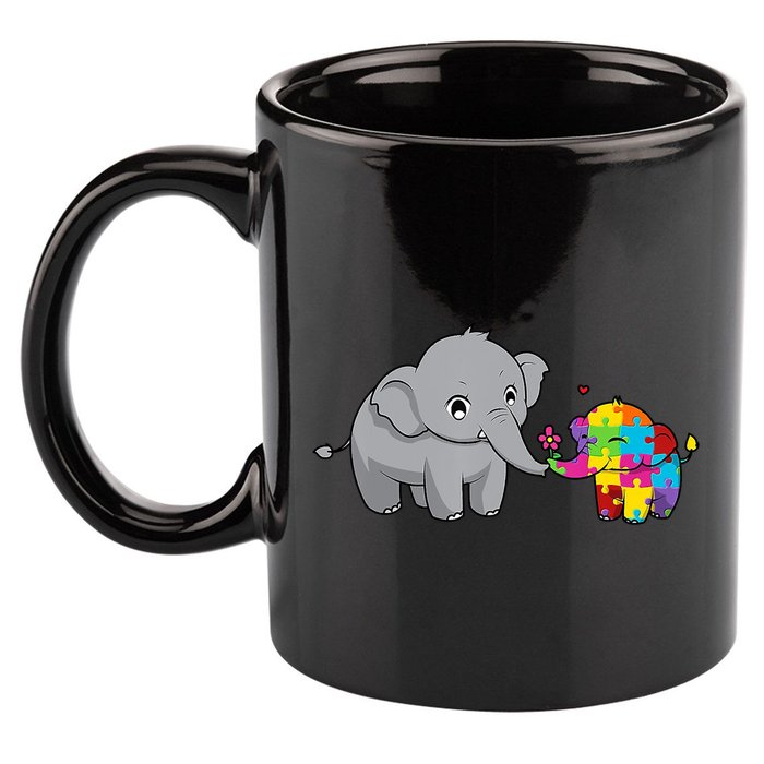 Cute Elephant Autism Awareness 11oz C Handle Ceramic Mug