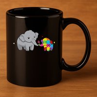 Cute Elephant Autism Awareness 11oz C Handle Ceramic Mug