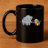 Cute Elephant Autism Awareness 11oz C Handle Ceramic Mug