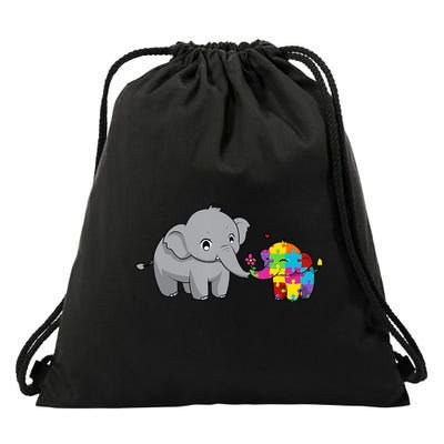 Cute Elephant Autism Awareness Drawstring Bag
