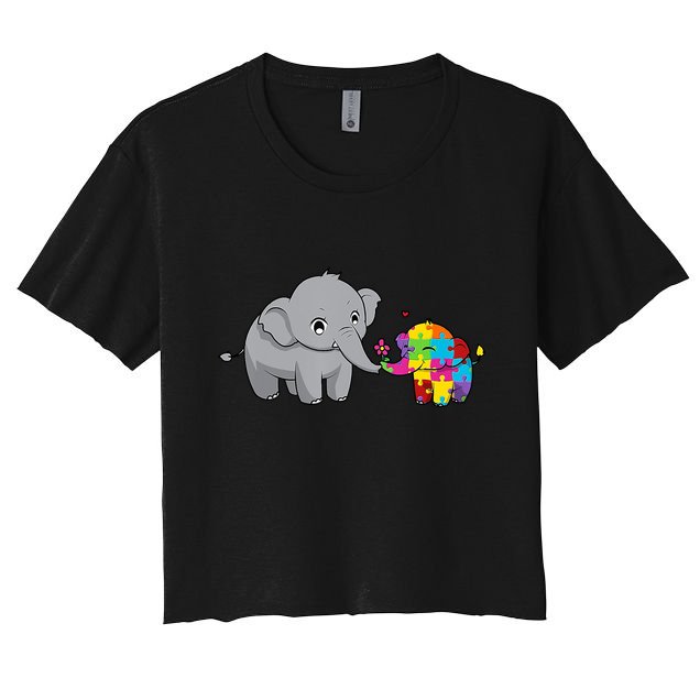 Cute Elephant Autism Awareness Crop Top