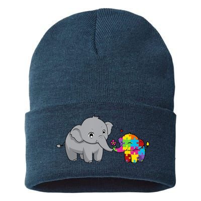 Cute Elephant Autism Awareness Sustainable Knit Beanie