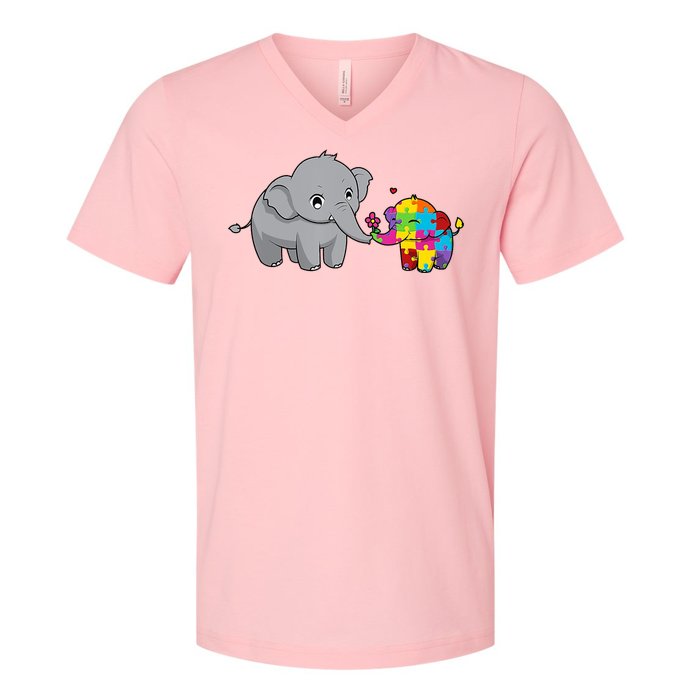 Cute Elephant Autism Awareness V-Neck T-Shirt