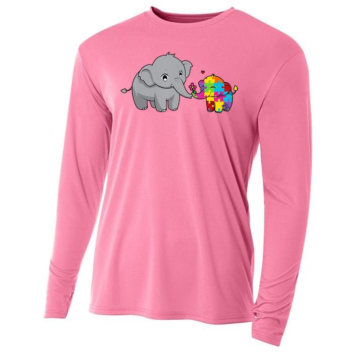 Cute Elephant Autism Awareness Cooling Performance Long Sleeve Crew