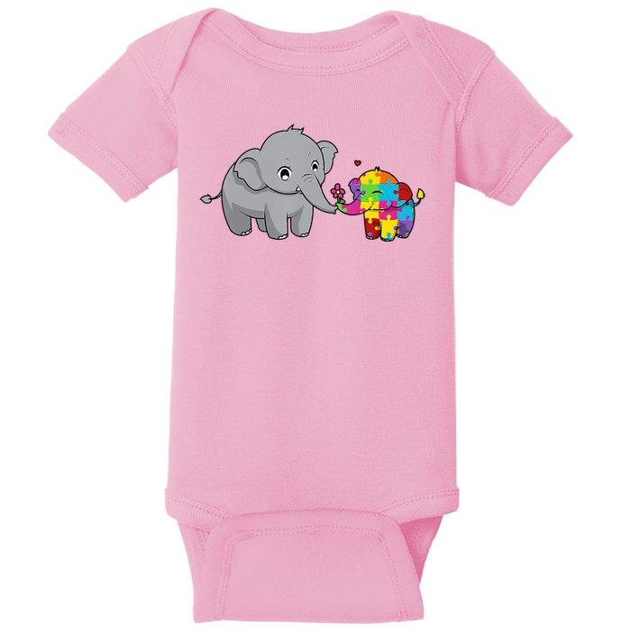 Cute Elephant Autism Awareness Baby Bodysuit