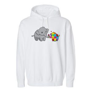 Cute Elephant Autism Awareness Garment-Dyed Fleece Hoodie