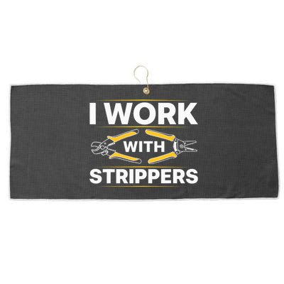 Cool Electrician Art Lineman Electrical Work Tools Large Microfiber Waffle Golf Towel