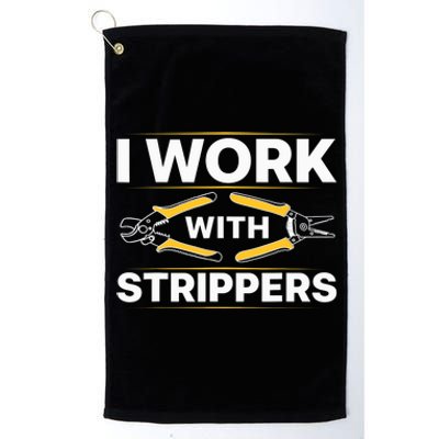 Cool Electrician Art Lineman Electrical Work Tools Platinum Collection Golf Towel