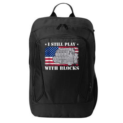 Car Engine Auto Mechanic I Still Play With Blocks USA Flag City Backpack