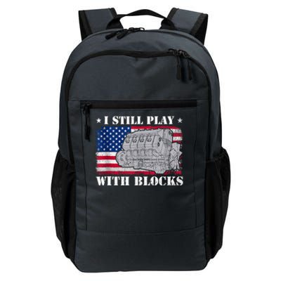 Car Engine Auto Mechanic I Still Play With Blocks USA Flag Daily Commute Backpack