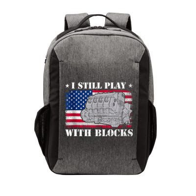 Car Engine Auto Mechanic I Still Play With Blocks USA Flag Vector Backpack