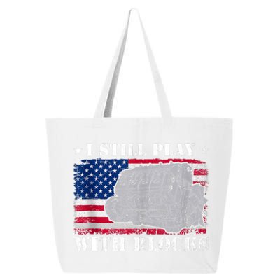 Car Engine Auto Mechanic I Still Play With Blocks USA Flag 25L Jumbo Tote