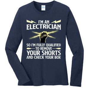 Cool Electrician Art For Women Professional Electrician Ladies Long Sleeve Shirt