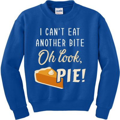 Cant Eat Another Bite Look Pie Funny Thanksgiving Christmas Kids Sweatshirt