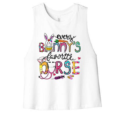 Cute Every Bunnys Is Favorite Nurse Cute Bunnies Easter Eggs Women's Racerback Cropped Tank