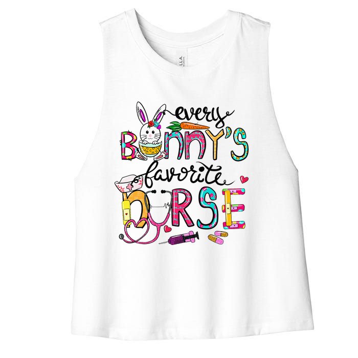 Cute Every Bunnys Is Favorite Nurse Cute Bunnies Easter Eggs Women's Racerback Cropped Tank