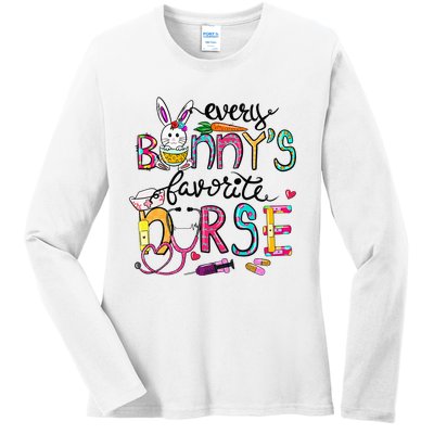 Cute Every Bunnys Is Favorite Nurse Cute Bunnies Easter Eggs Ladies Long Sleeve Shirt