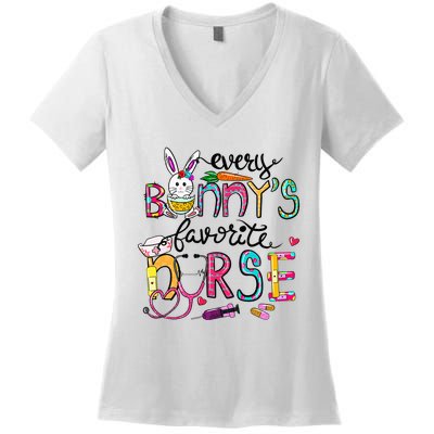 Cute Every Bunnys Is Favorite Nurse Cute Bunnies Easter Eggs Women's V-Neck T-Shirt